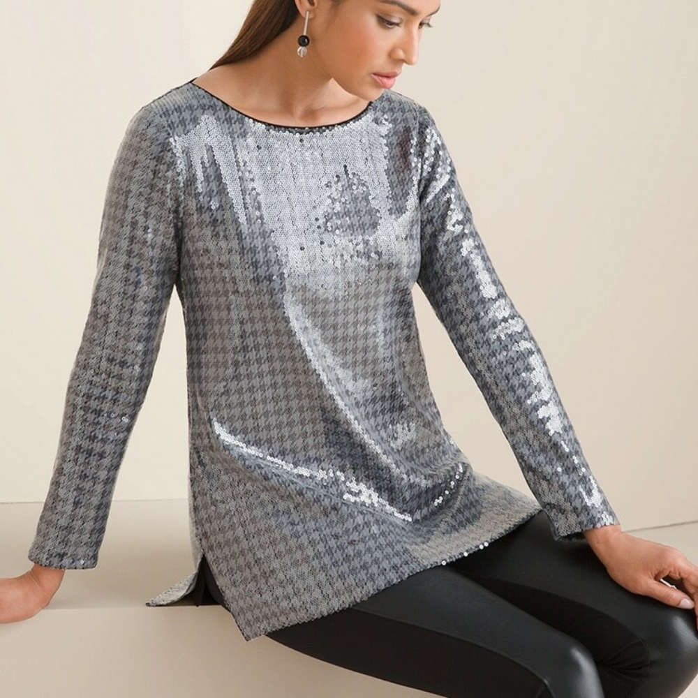 Chico's Houndstooth Sequin Tunic